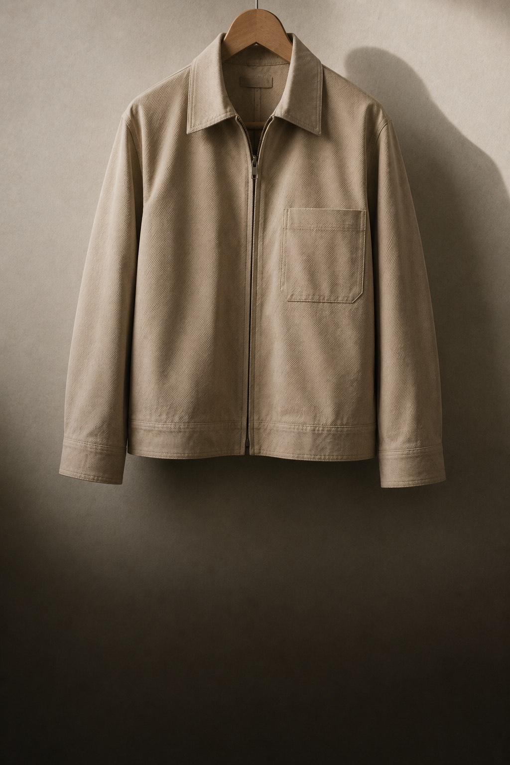 Cotton twill jacket on a hanger