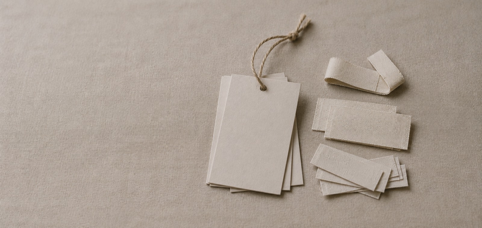 Blank cotton garment tags and woven labels